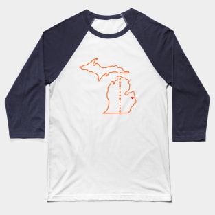 Port Sanilac MI Love (Orange) Baseball T-Shirt